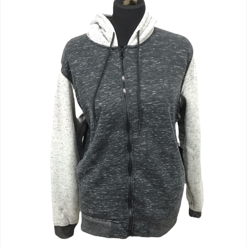 Brooklyn Cloth Zip-Up Hoodie, Black, Gray, Small